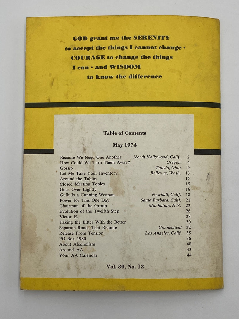 AA Grapevine May 1974 - Evolution of the 12th Step Recovery Collectibles