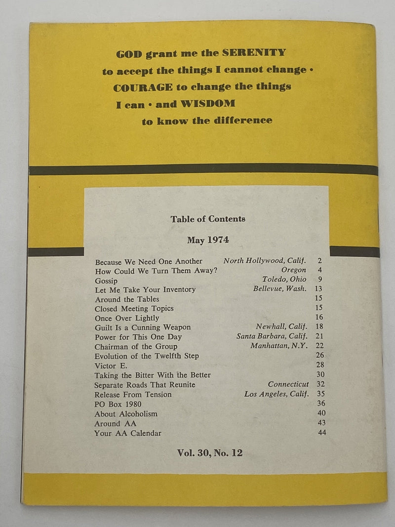 AA Grapevine May 1974 - Gossip Recovery Collectibles