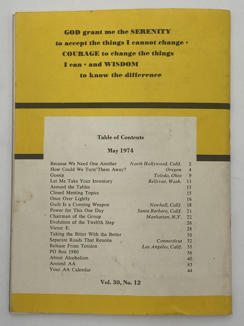 AA Grapevine May 1974 - Let Me Take Your Inventory Recovery Collectibles