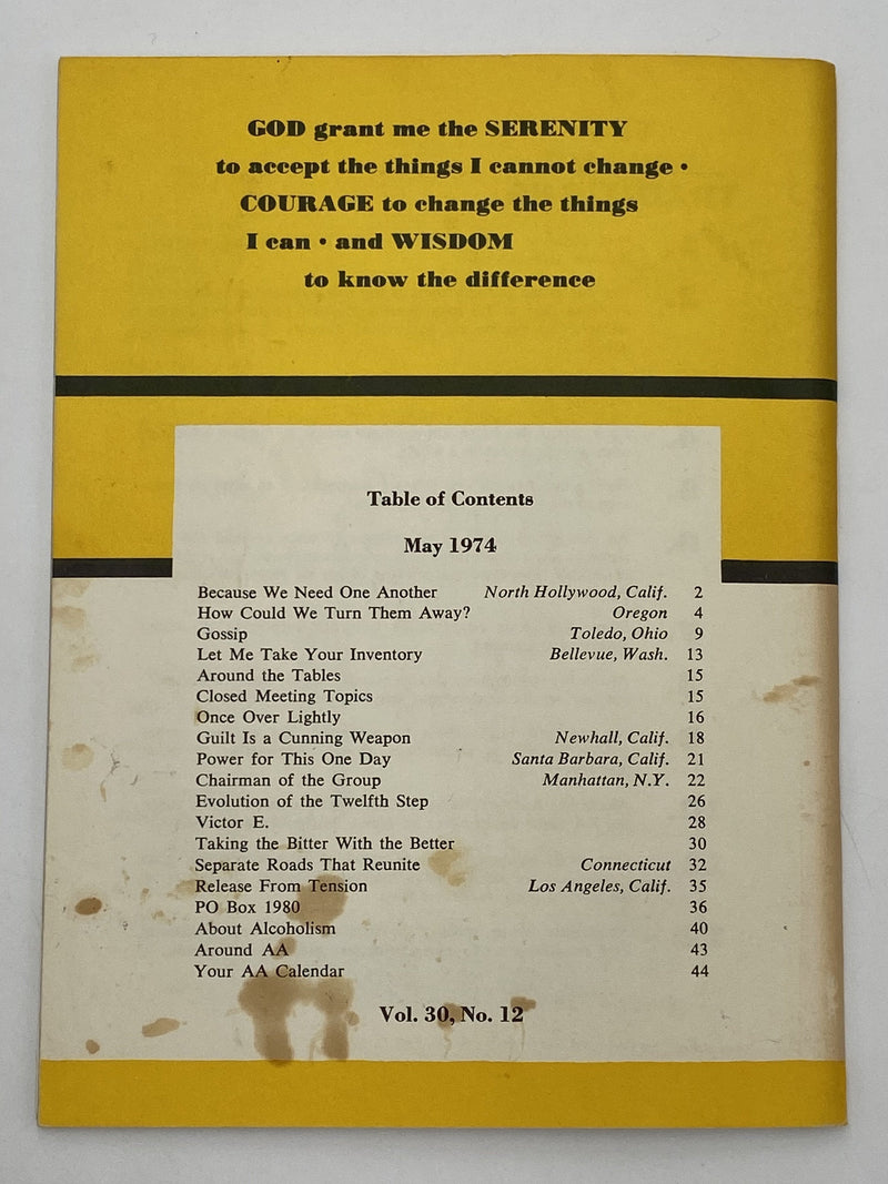 AA Grapevine May 1974 Recovery Collectibles