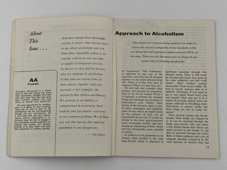 AA Grapevine October 1968 - A Special Issue: Doctors, Alcohol, and AA Recovery Collectibles