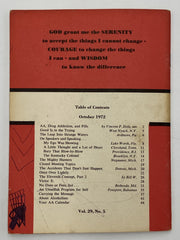 AA Grapevine October 1972 - AA, Drug Addiction, and Pills - 3rd Step Recovery Collectibles