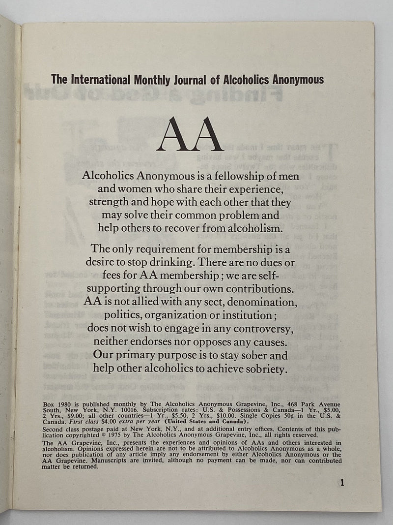 AA Grapevine October 1975 - That Fabulous Convention Recovery Collectibles