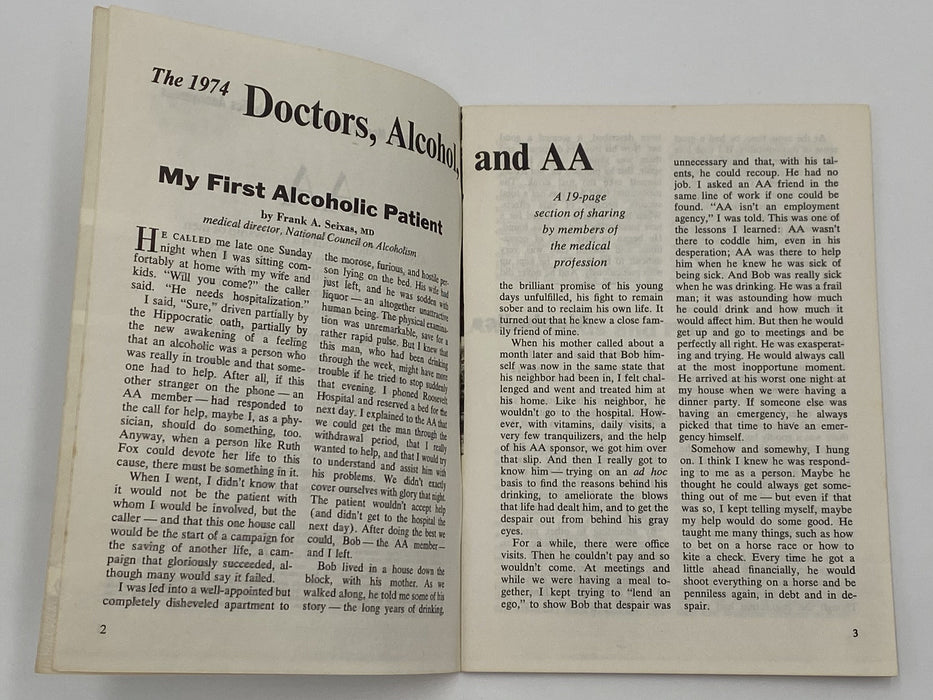 AA Grapevine September 1974 - Doctors, Alcohol and AA Recovery Collectibles