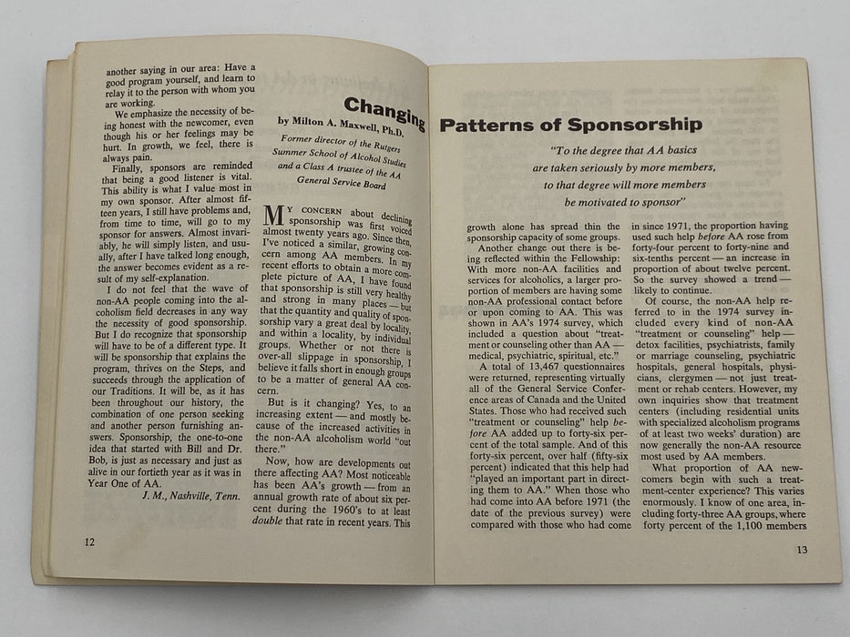 AA Grapevine September 1975 - Changing Patterns of Sponsorship Recovery Collectibles