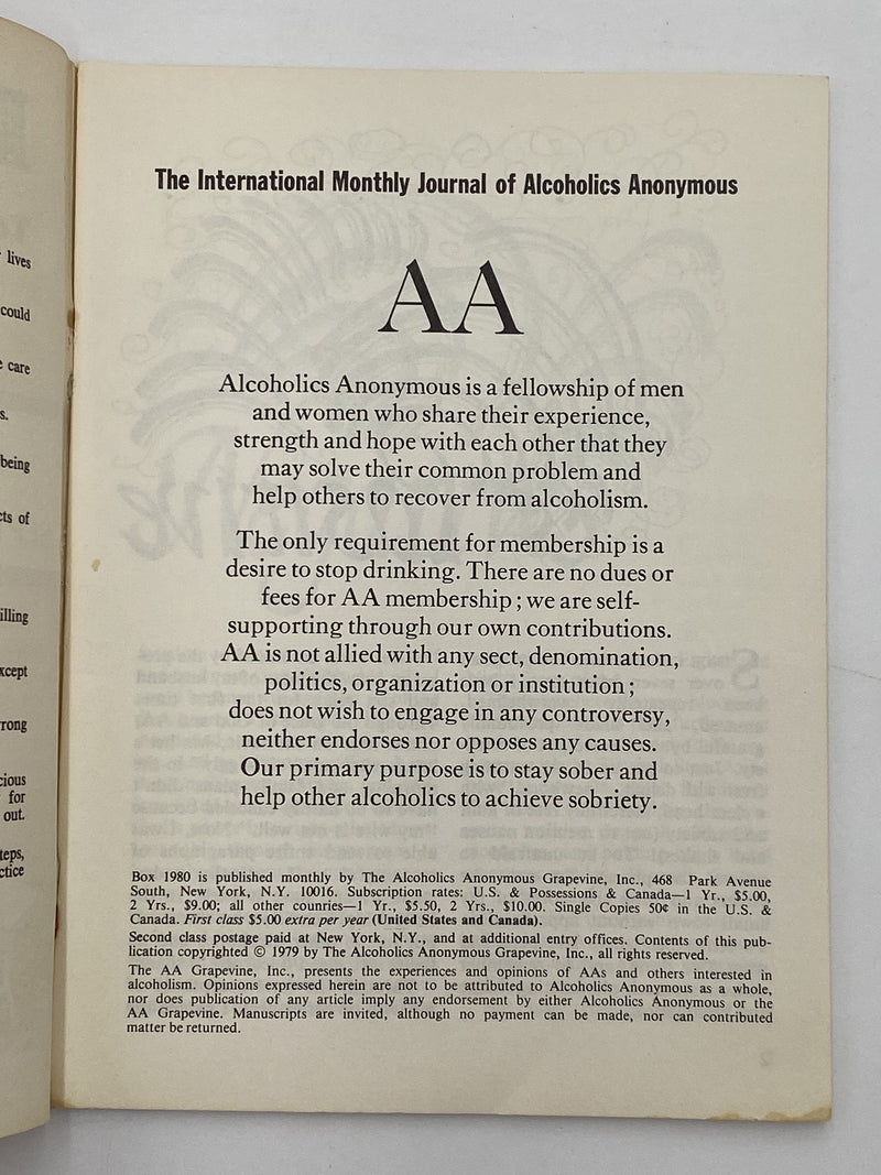 AA Grapevine September 1979 - Twenty Four Hours Recovery Collectibles