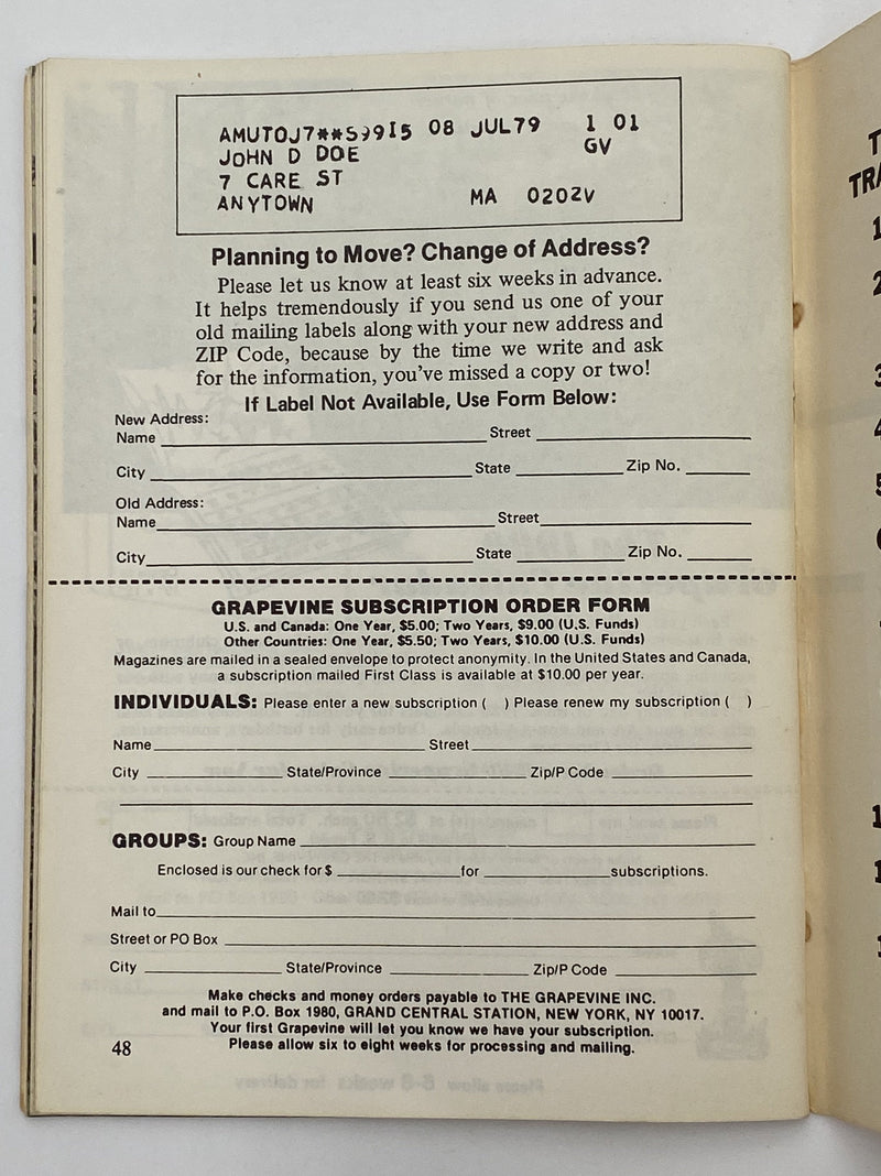 AA Grapevine September 1979 - Twenty Four Hours Recovery Collectibles