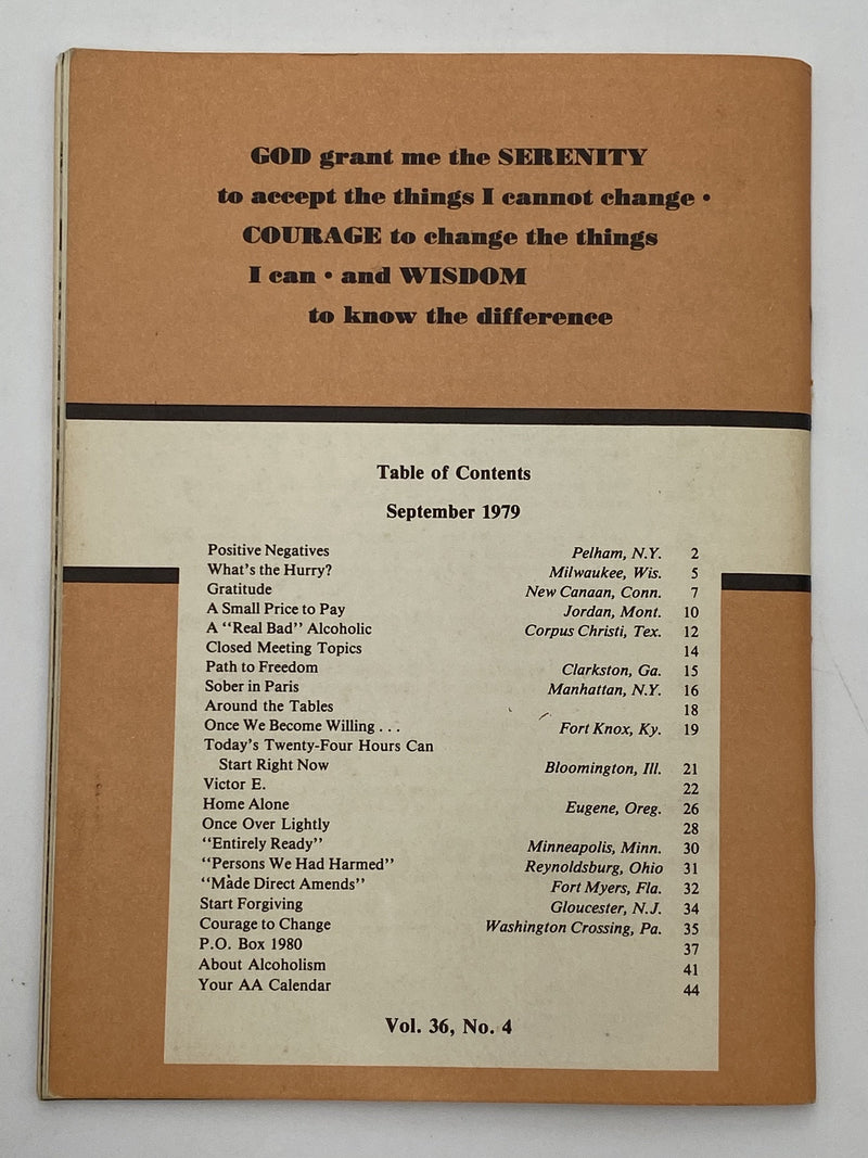 AA Grapevine September 1979 - Twenty Four Hours Recovery Collectibles
