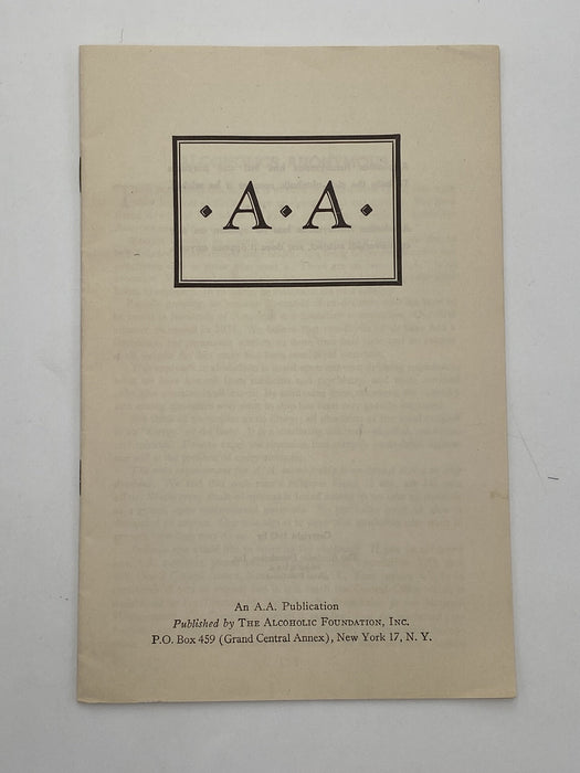 AA Pamphlet 1943 Recovery Collectibles