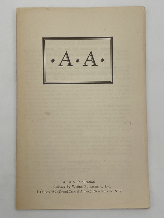 “AA” Pamphlet - 1943 Dr. Sucher