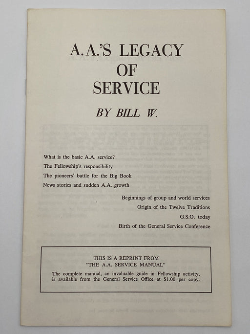 AA’s Legacy of Service by Bill W Recovery Collectibles