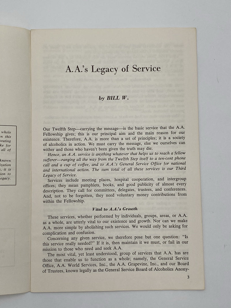 AA’s Legacy of Service by Bill W Recovery Collectibles
