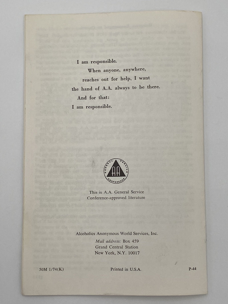 AA’s Legacy of Service by Bill W. - 1974 Recovery Collectibles