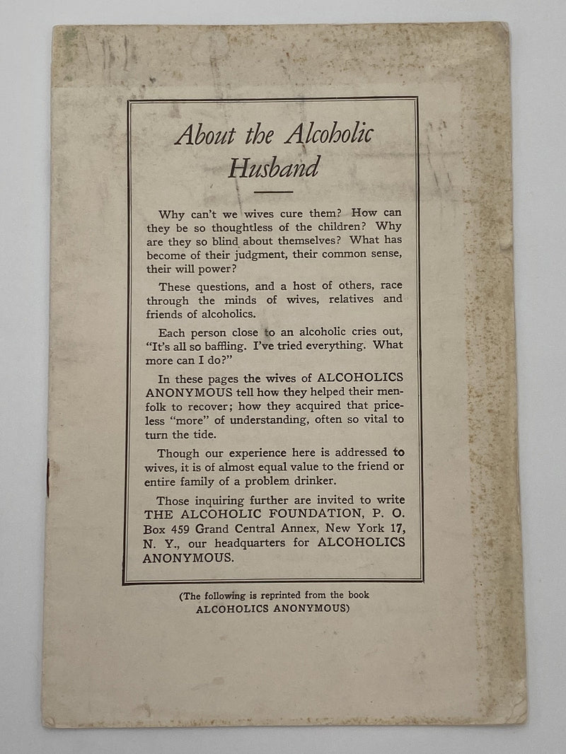 About the Alcoholic Husband - the chapter To Wives Recovery Collectibles