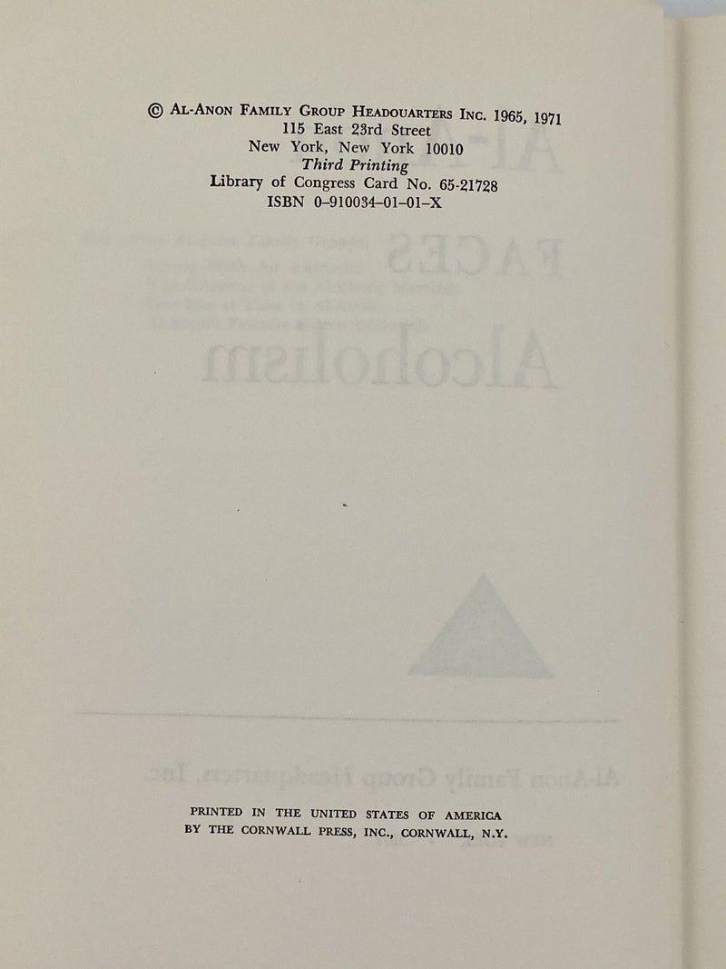Al-Anon Faces Alcoholism 3rd Printing - 1971 Recovery Collectibles