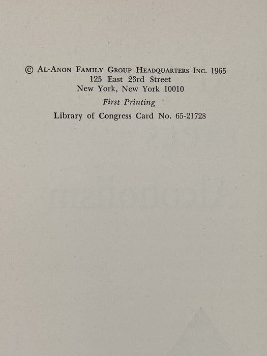 Al-Anon Faces Alcoholism First Printing - 1965 Recovery Collectibles