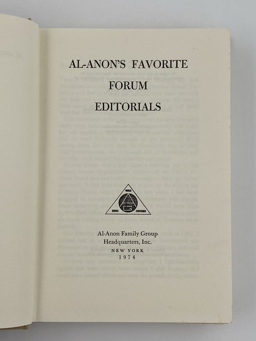 Al-Anon’s Favorite Forum Editorials - 2nd Printing 1973 - ODJ Recovery Collectibles