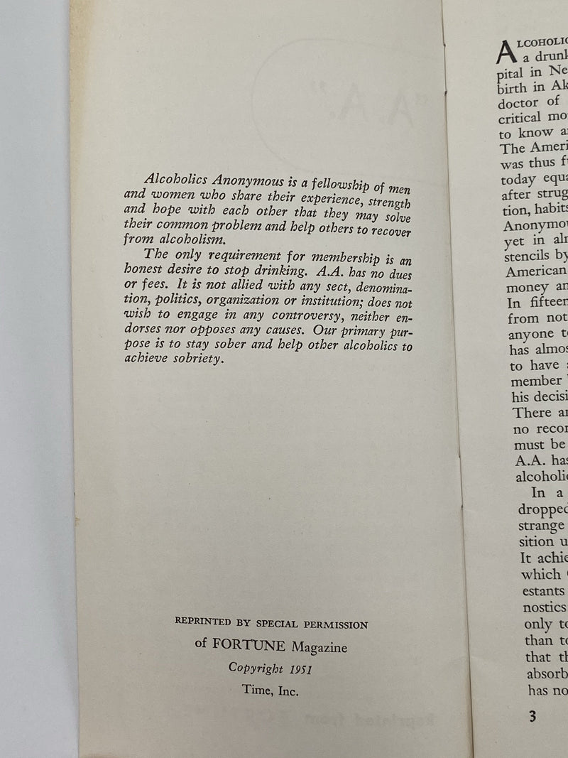Alcoholics Anonymous - A Uniquely American Phenomenon - Pamphlet Recovery Collectibles