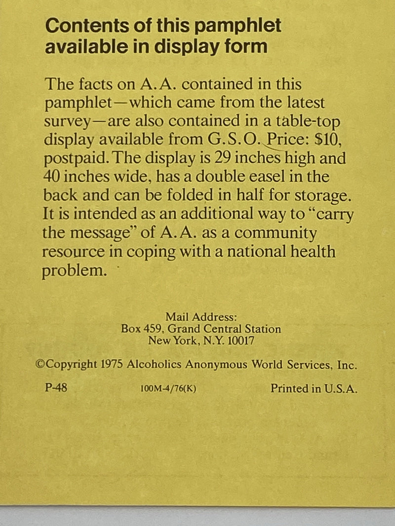 Alcoholics Anonymous: A Community Resource For Coping With A National Health Problem - 1976 Recovery Collectibles