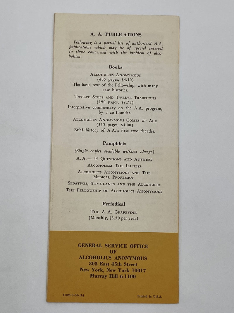 Alcoholics Anonymous: Helpful Ally in Coping with Alcoholism - 1964 Recovery Collectibles