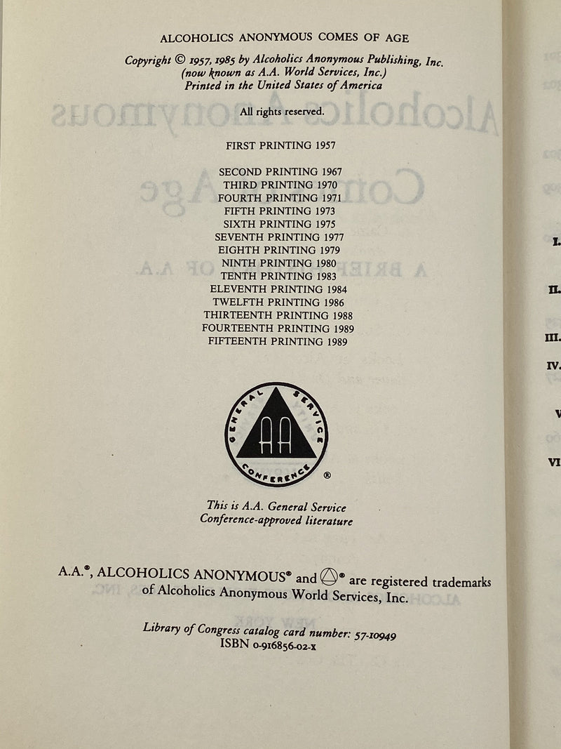 Alcoholics Anonymous Comes Of Age 15th Printing 1989 - ODJ Recovery Collectibles