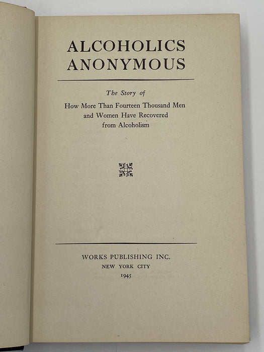 Alcoholics Anonymous Extremely RARE First Edition 7th Printing Big Book 1945 - RDJ Recovery Collectibles