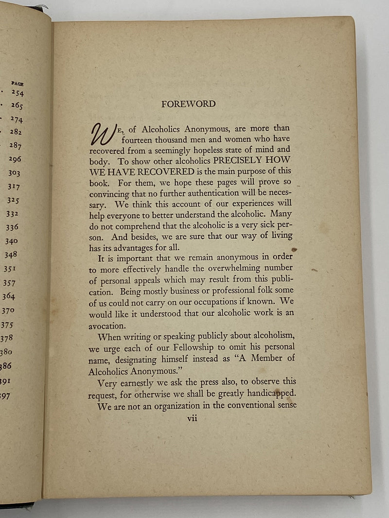 Alcoholics Anonymous Extremely RARE First Edition 7th Printing Big Book 1945 - RDJ Recovery Collectibles
