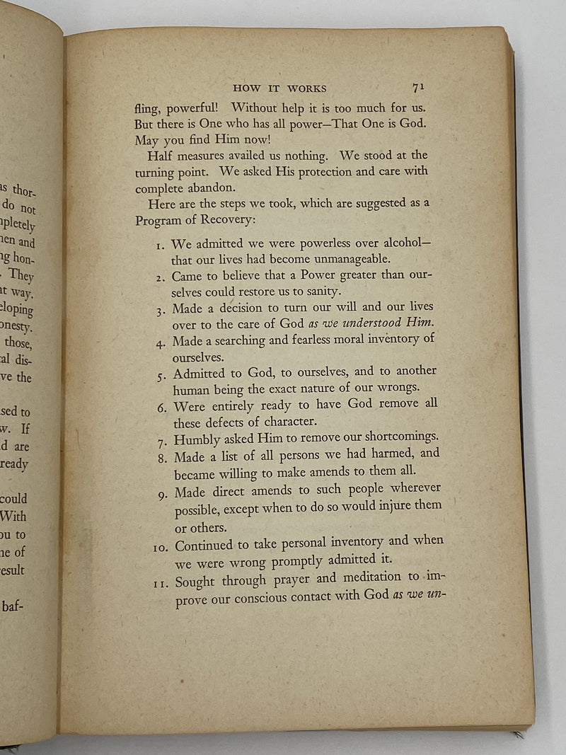 Alcoholics Anonymous Extremely RARE First Edition 7th Printing Big Book 1945 - RDJ Recovery Collectibles