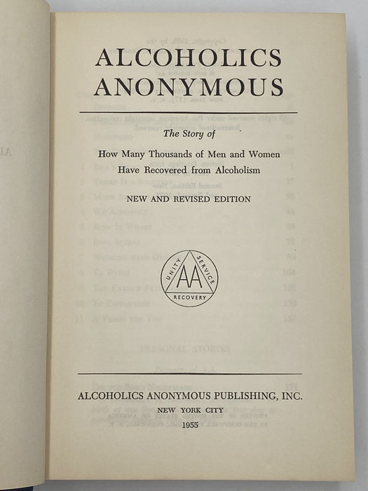 Alcoholics Anonymous Second Edition First Printing 1955 - Original Jacket Dr. Sucher