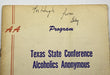 Alcoholics Anonymous Texas State Conference 1954 “SIGNED” by Ebby Recovery Collectibles