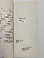 Alcoholics Anonymous and the Medical Profession - January 1955 First Printing Pamphlet Paul Henke