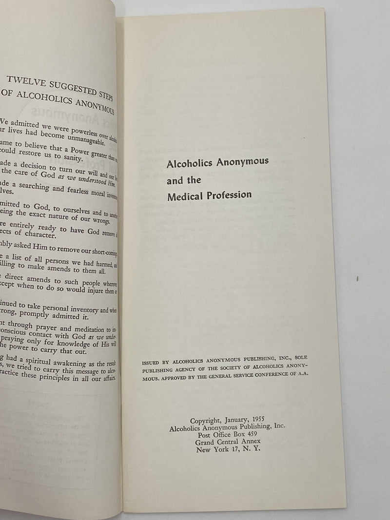 Alcoholics Anonymous and the Medical Profession - January 1955 First Printing Pamphlet Paul Henke