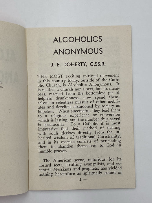 Alcoholics Anonymous by J.E. Doherty - 3rd Printing 1957 Recovery Collectibles