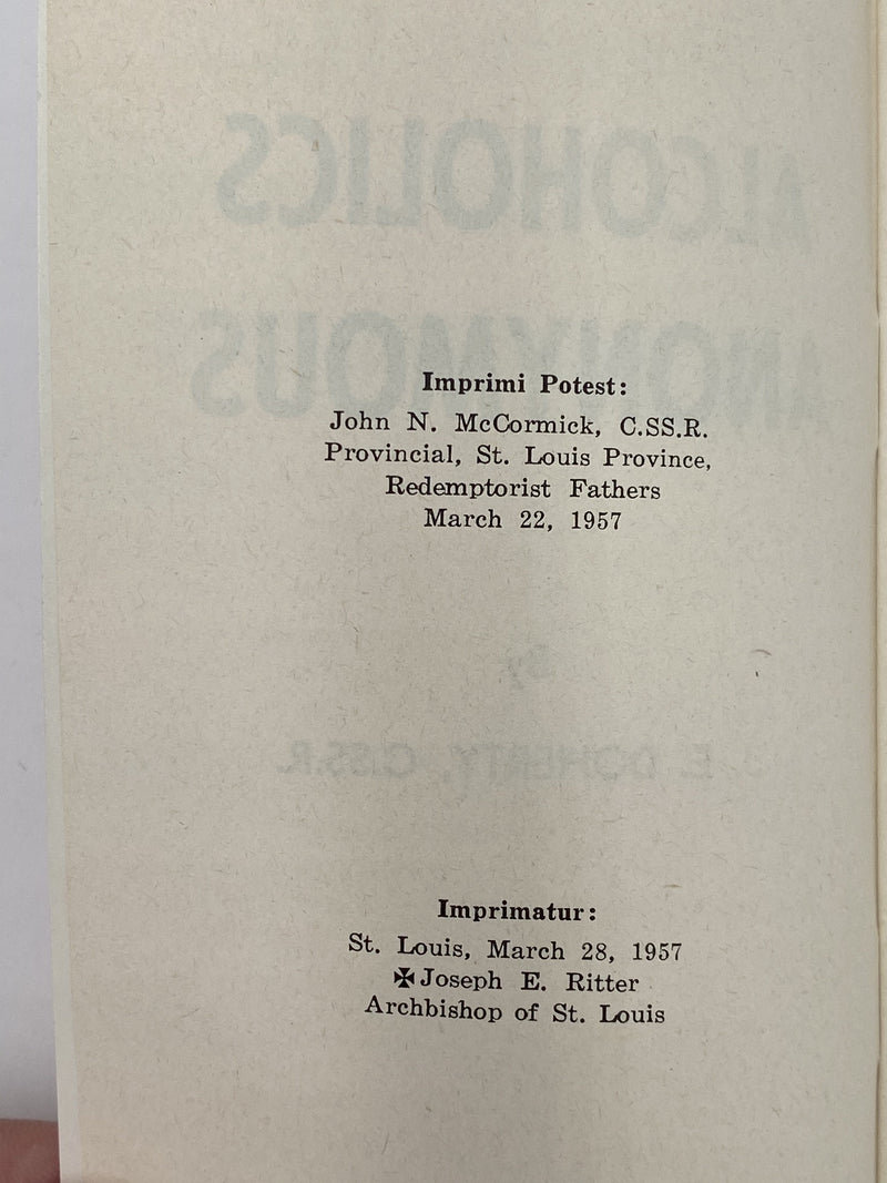Alcoholics Anonymous by J.E. Doherty - 3rd Printing 1957 Recovery Collectibles
