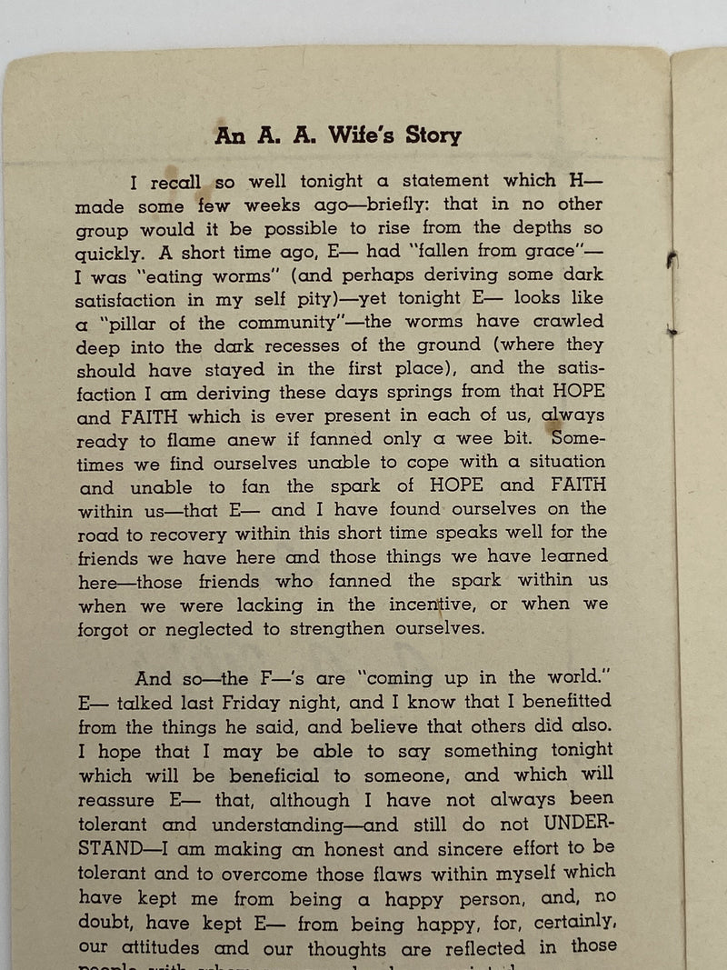 An A.A. Wife’s Story Recovery Collectibles
