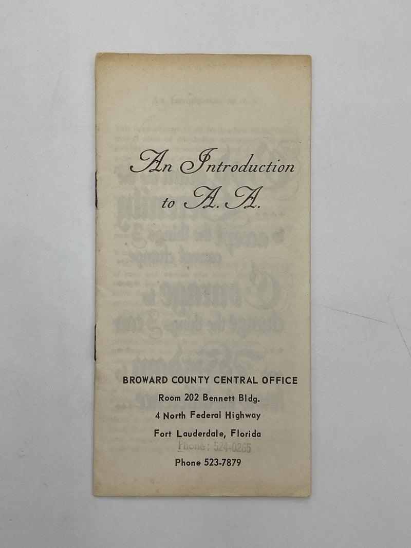 An Introduction to AA - Broward County 1959 Recovery Collectibles