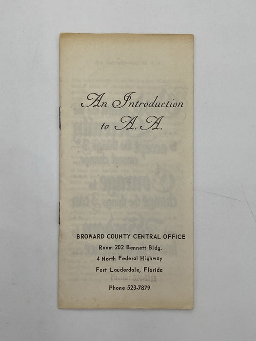 An Introduction to AA - Broward County 1959 Recovery Collectibles