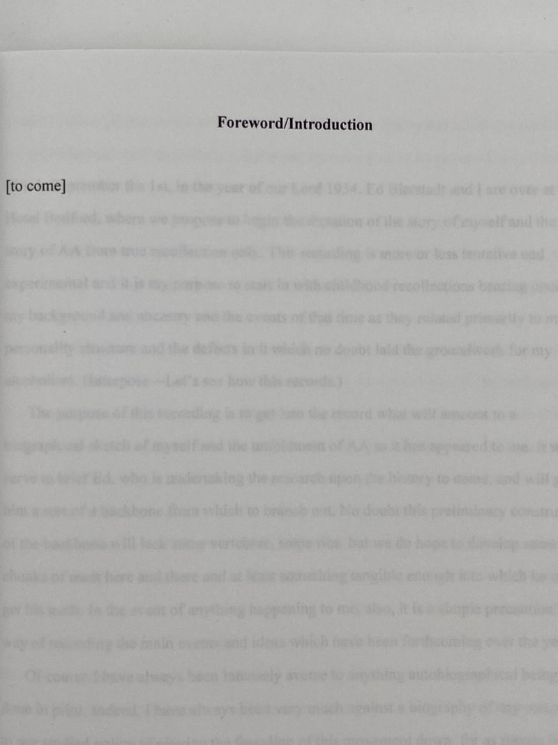 Bill W. - An Autobiography - 1st Printing 2000 Recovery Collectibles
