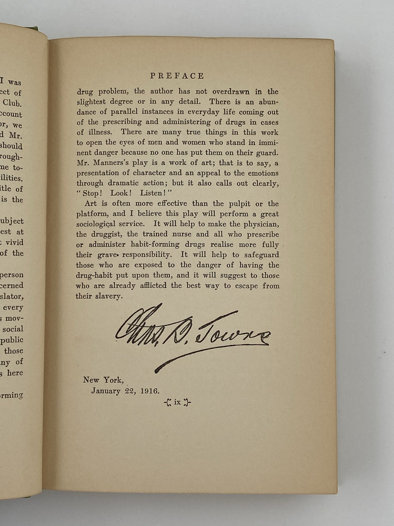 Charles Towns Preface - Wreckage: A Drama in Three Acts by J. Hartley Manners - 1916 - Very Rare Recovery Collectibles