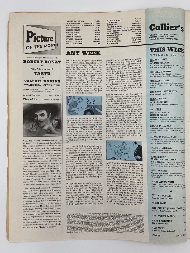 Collier’s - October 30, 1943 - Wet and Dry School Recovery Collectibles