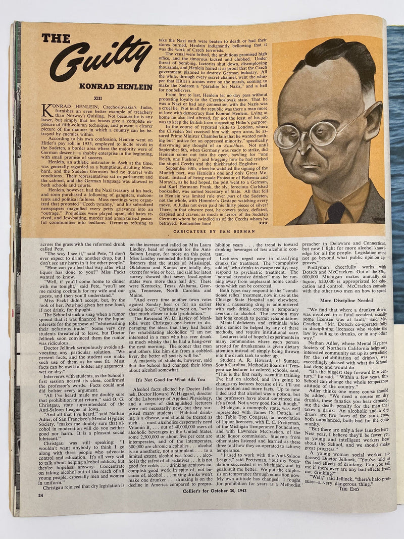 Collier’s - October 30, 1943 - Wet and Dry School Recovery Collectibles