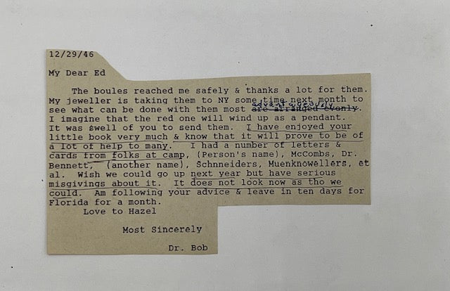 Handwritten and signed letter from Dr. Bob Smith to Ed Webster Recovery Collectibles