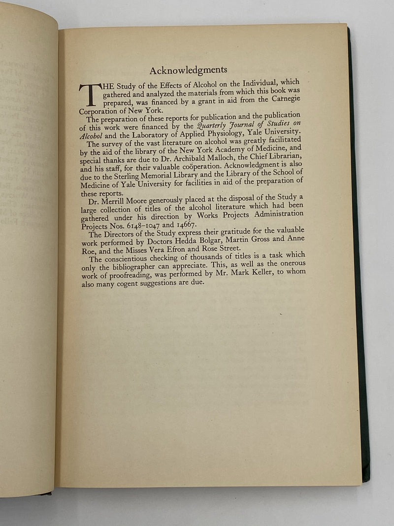 Effects of Alcohol on the Individual by E.M. Jellinek - Volume 1 Recovery Collectibles