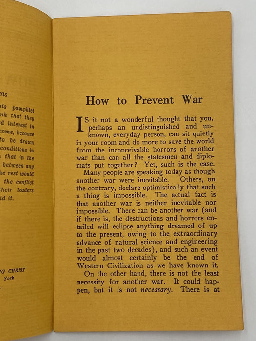 Emmet Fox - How to Prevent War - 1934 Recovery Collectibles