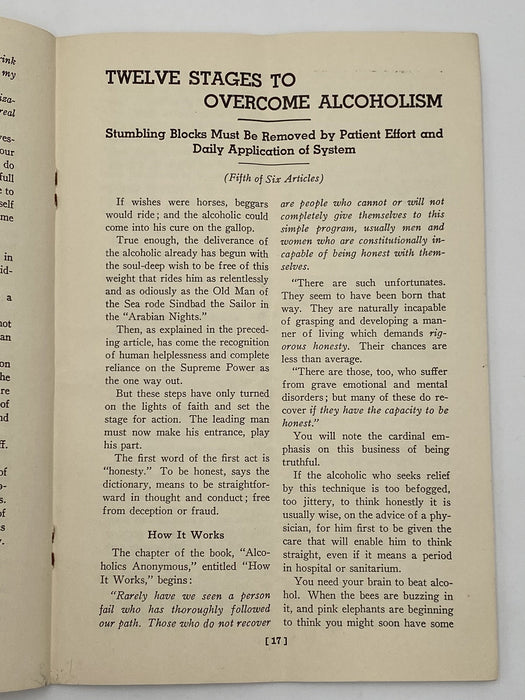 Extremely Rare - The Very First AA Pamphlet - April 1940 - Larry Jewell Houston Press Articles Recovery Collectibles