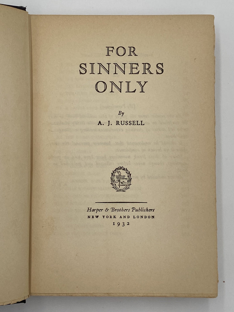 For Sinners Only by A.J. Russell - 11th Printing Recovery Collectibles