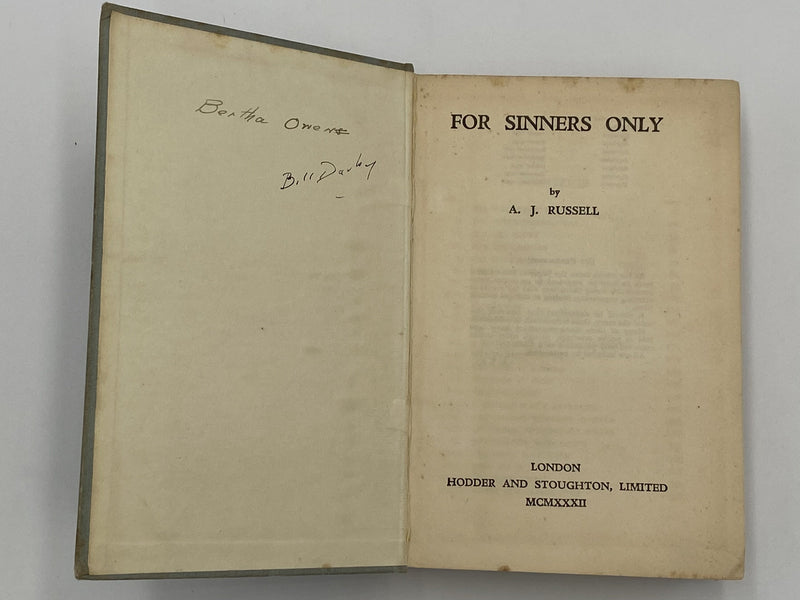 For Sinners Only by A.J. Russell - 9th English Printing 1932 Recovery Collectibles