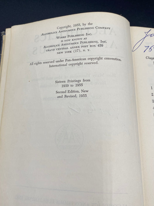 Alcoholics Anonymous 2nd Edition First Printing Big Book - 1955 Recovery Collectibles