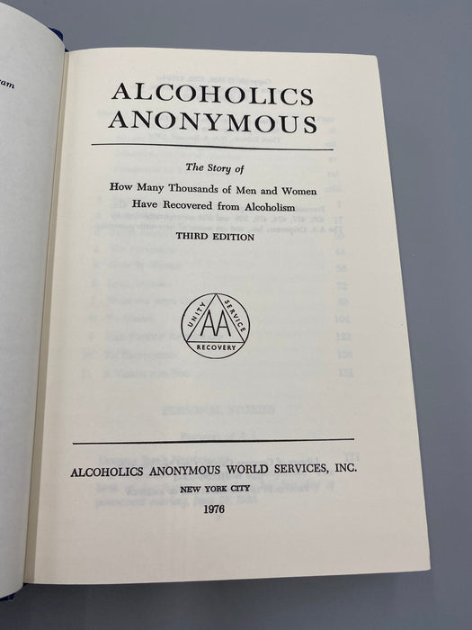 Alcoholics Anonymous 3rd Edition 3rd Printing 1977 Recovery Collectibles