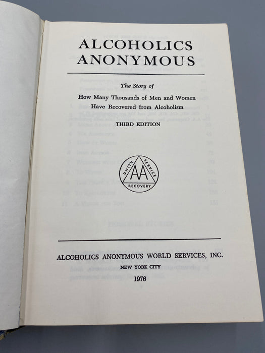 Alcoholics Anonymous 3rd Edition 2nd Printing 1977 Recovery Collectibles